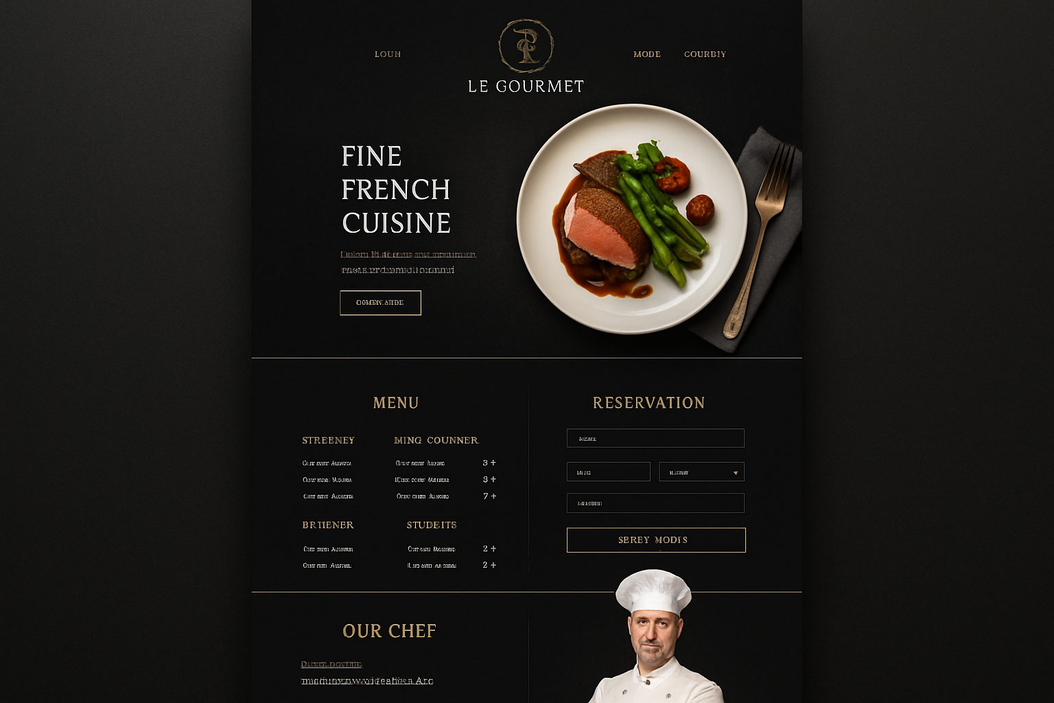 Restaurant Gastronomique - Site web raffiné